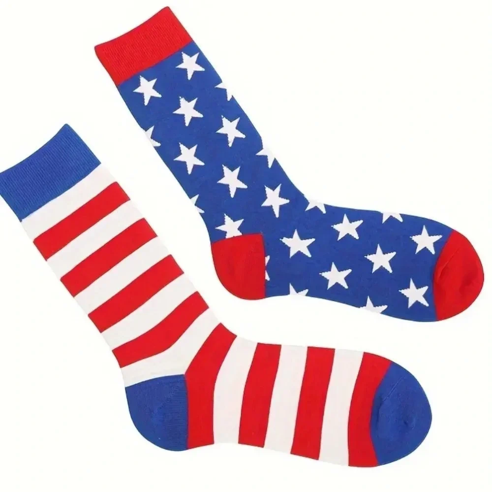 Patriotic stars and stripes socks, USA American flag, red white blue